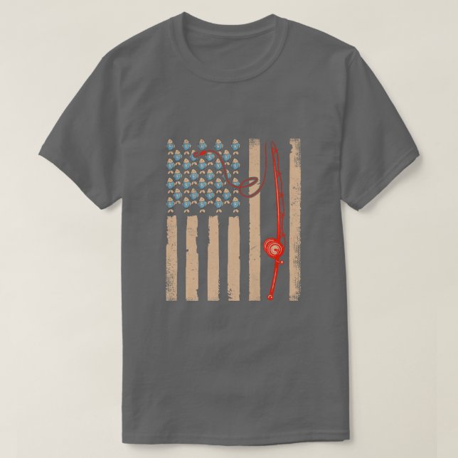 Vintage Fiskefartyg USA flagga Bass Fiske  T Shirt (Design framsida)