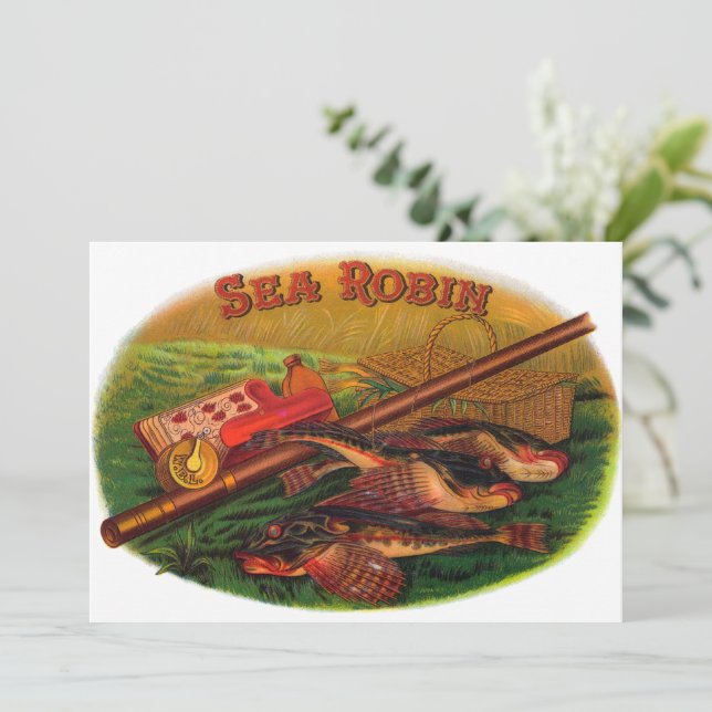 Vintage fiskeredskap Cigarretikettskonst, Sea Robi (Stående Fram)