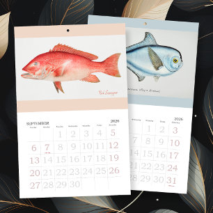 Vintage Fiskkonst Alla År Kalender