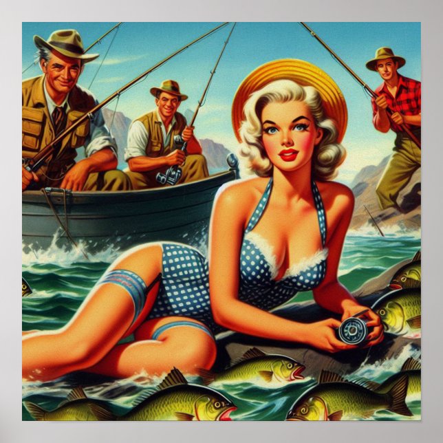 Vintage Fiskstift upp Poster (Framsidan)