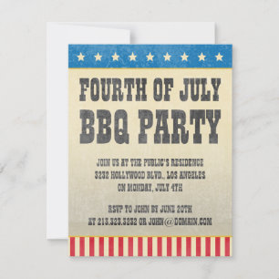 Vintage Fjärde juli: Amerikanska BBQ Party Inbjudningar