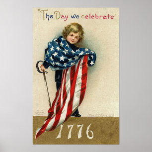 Vintage Fjärde juli Patriotic Print Poster