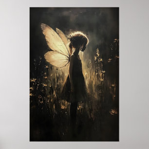 Vintage fjäril fe tryck, antika Fairycore Poster