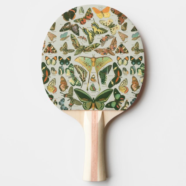 Vintage fjäril-mocka mönstertryck pingisracket (Framsidan)