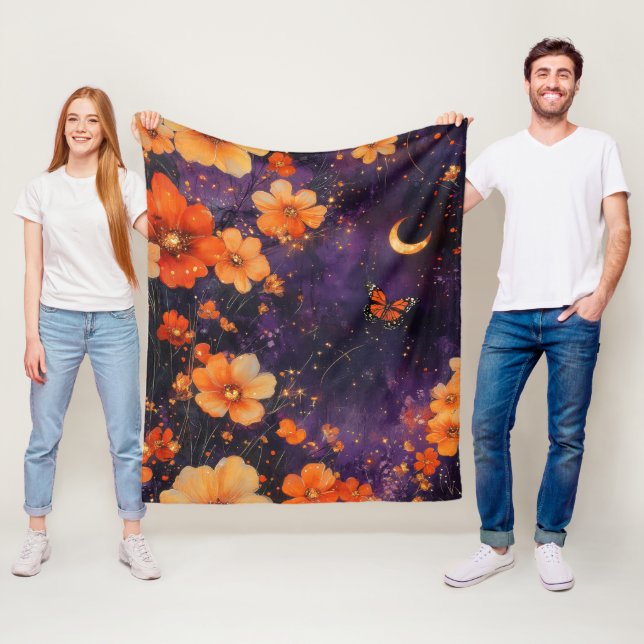 Vintage Fjäril Vildblomma (10) Fleecefilt (På plats)