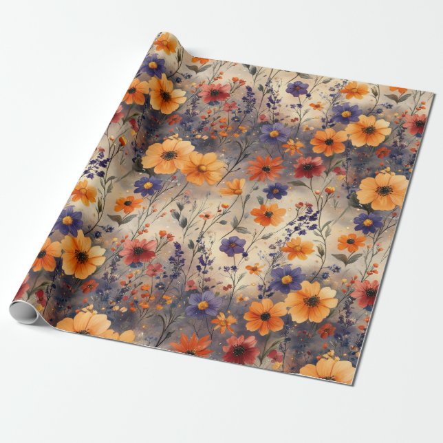 Vintage Fjäril Vildblomma (10) Presentpapper (Utrullad)