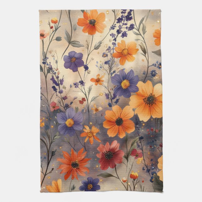 Vintage Fjäril Vildblomma (11) Kökshandduk (Vertikal)