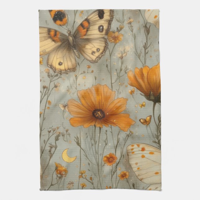 Vintage Fjäril Vildblomma (1) Kökshandduk (Vertikal)