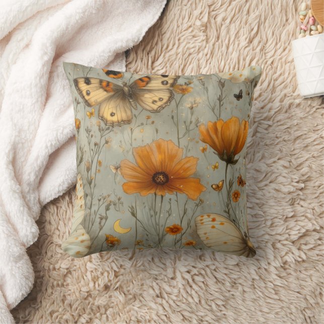 Vintage Fjäril Vildblomma (1) Kudde (Filt)