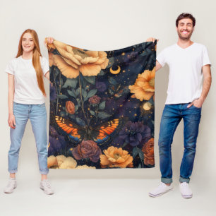 Vintage Fjäril Vildblomma (2) Fleecefilt