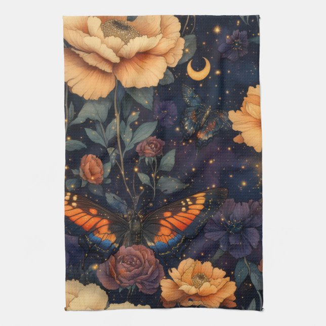 Vintage Fjäril Vildblomma (2) Kökshandduk (Vertikal)