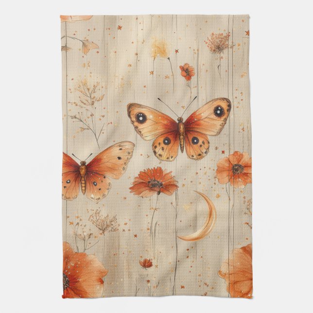 Vintage Fjäril Vildblomma (3) Kökshandduk (Vertikal)