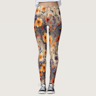 Vintage Fjäril Vildblomma (3) Leggings