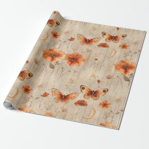 Vintage Fjäril Vildblomma (4) Presentpapper