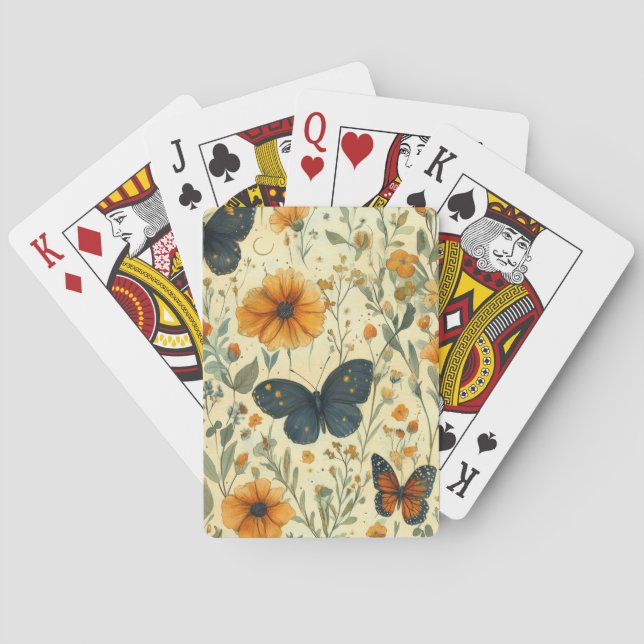 Vintage Fjäril Vildblomma (5) Casinokort (Baksidan)