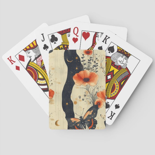 Vintage Fjäril Vildblomma (6) Casinokort (Baksidan)