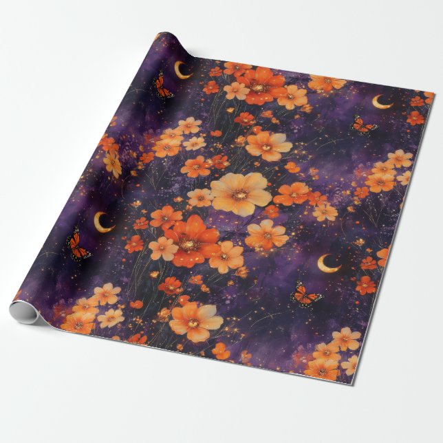 Vintage Fjäril Vildblomma (6) Presentpapper (Utrullad)