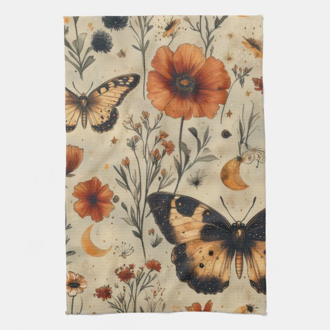 Vintage Fjäril Vildblomma (7) Kökshandduk (Vertikal)