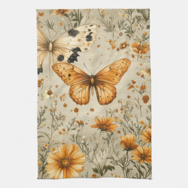 Vintage Fjäril Vildblomma (9) Kökshandduk (Vertikal)