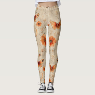 Vintage Fjäril Vildblomma (9) Leggings
