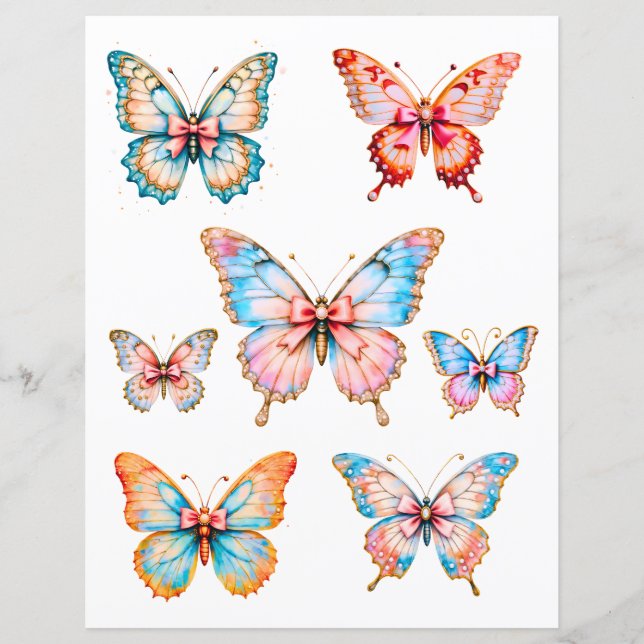 Vintage fjärilsdekor för scrapbookingpapper (Framsida)