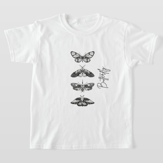 Vintage fjärilsgrafisk t-shirt för tonårstjej (Laydown)