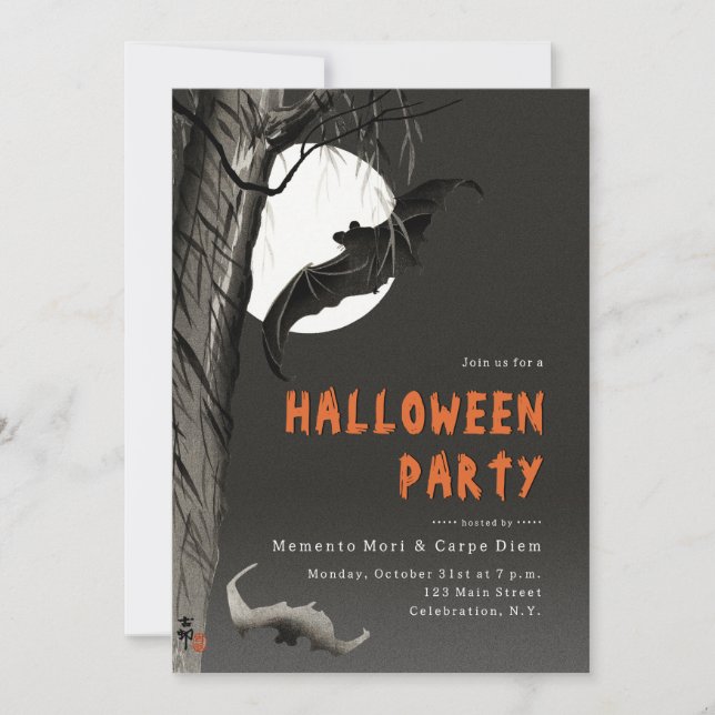 Vintage fladdermöss spöklik Halloween-fest inbjuda Inbjudningar (Framsida)