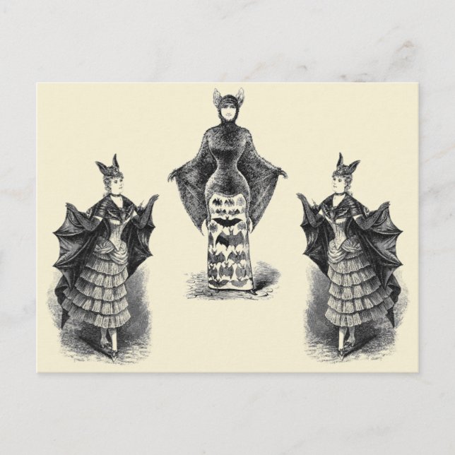 Vintage Fladdermus Dam Vykort (Framsida)