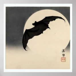Vintage fladdermus före månen av Biho Takashi Poster