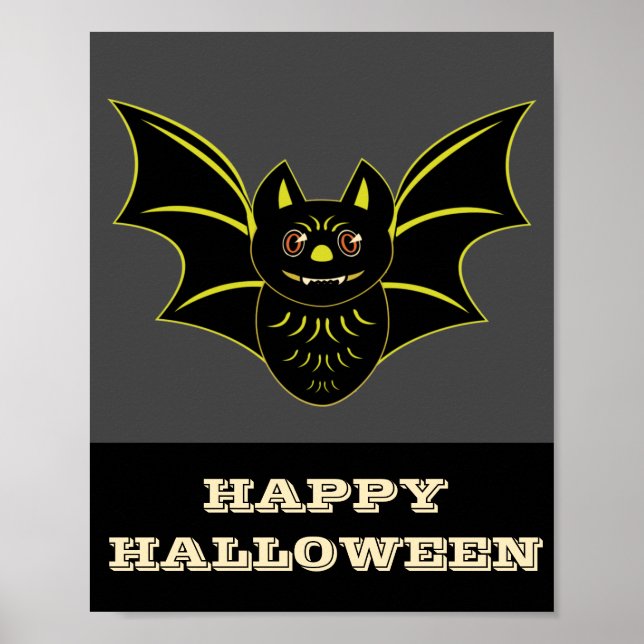 Vintage Fladdermus Happy halloween Poster (Framsidan)