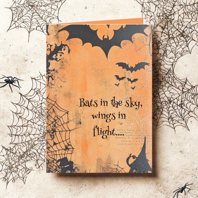 Vintage Fladdermus i Flight Halloween Kort (Skapare uppladdad)