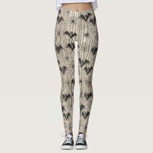 Vintage Fladdermus och Spindelnät på utsatt stripe Leggings