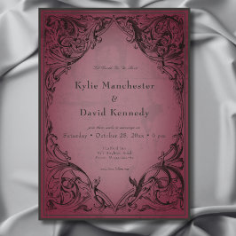 Vintage Fladdermus till döden Burgundy Bröllop Inbjudningar