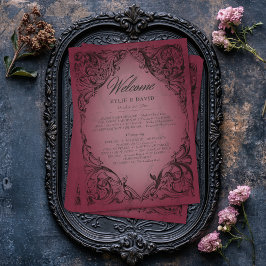 Vintage Fladdermus till döden Burgundy Bröllop Program