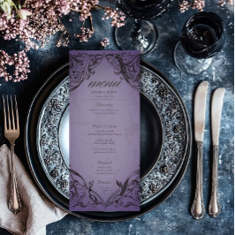 Vintage Fladdermus till Lila Bröllop Meny