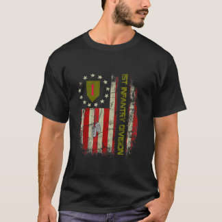 Vintage Flagga 1:a infanteridivisionen Veterans Da T Shirt