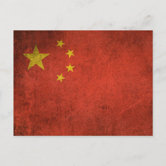 Vintage Flagga av China i ansträngd spänning Vykort