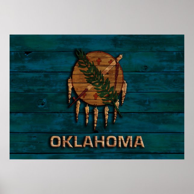 Vintage Flagga av Oklahoma Poster (Framsidan)