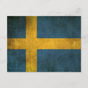 Vintage Flagga av Sverige i ansträngd spänning Vykort