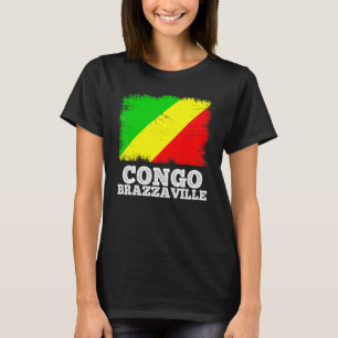 Vintage Flagga Congo Brazzaville Land Retro Flagga T Shirt
