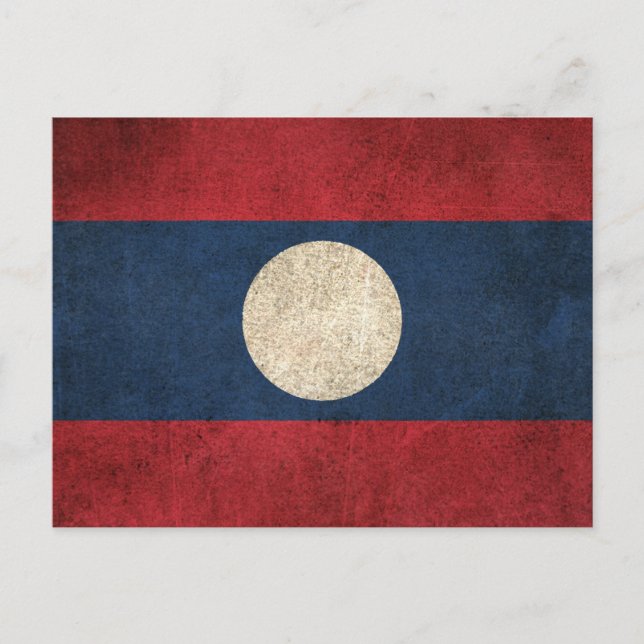 Vintage Flagga i Laos Vykort (Framsida)