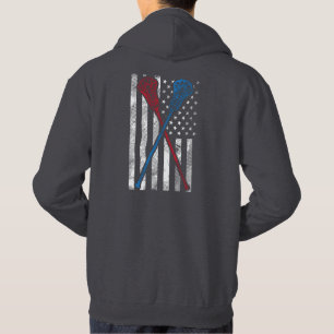 Vintage Flagga- och Lacrosse-Fladdermöss Hoodie