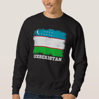 Vintage Flagga Uzbekistan Land Retro Flagga uzbeki Lång Ärmad Tröja