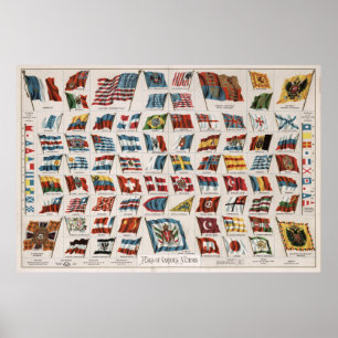 Vintage Flaggor av World Illustration (1892) Poster