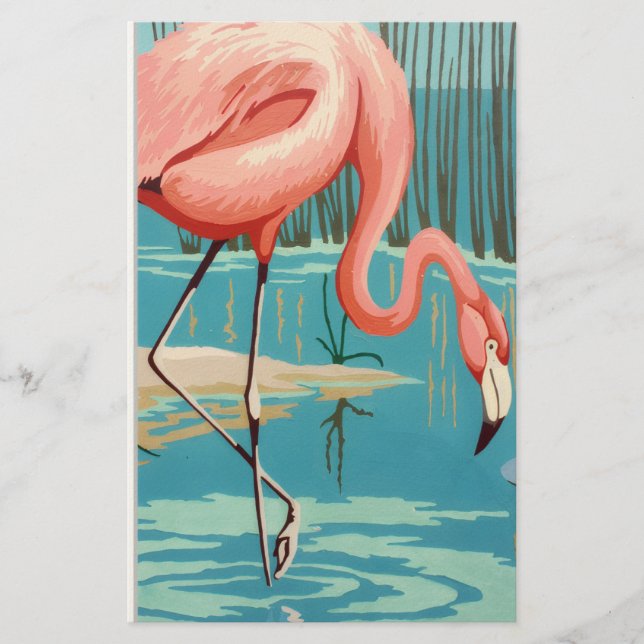 Vintage Flamingo Brevpapper (Framsida)