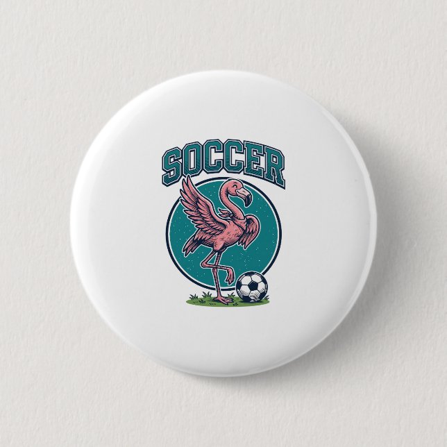 Vintage Flamingo Fotbollsspelare Grafisk Tröja_1 Knapp (Framsida)