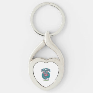 Vintage Flamingo Fotbollsspelare Grafisk Tröja_1 Twisted Heart Silverfärgad Nyckelring