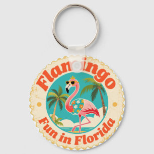 Vintage Flamingo Kul i Florida Strand Nyckelring