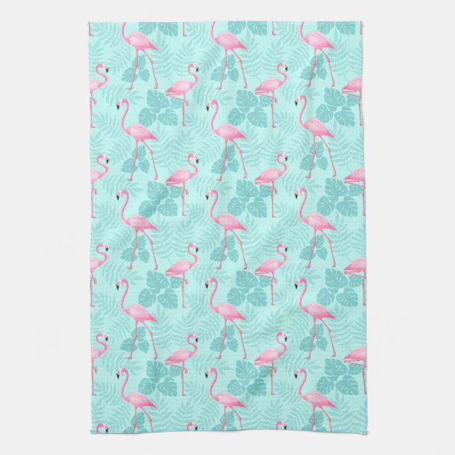 Vintage Flamingo Light Blue Kökshandduk (Vertikal)