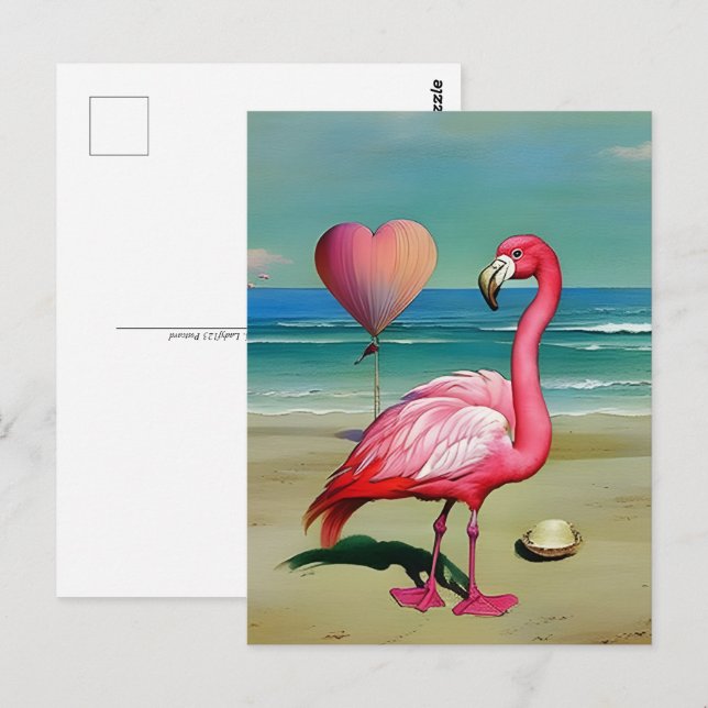 Vintage Flamingo, postpassage Vykort (Fram/baksida)